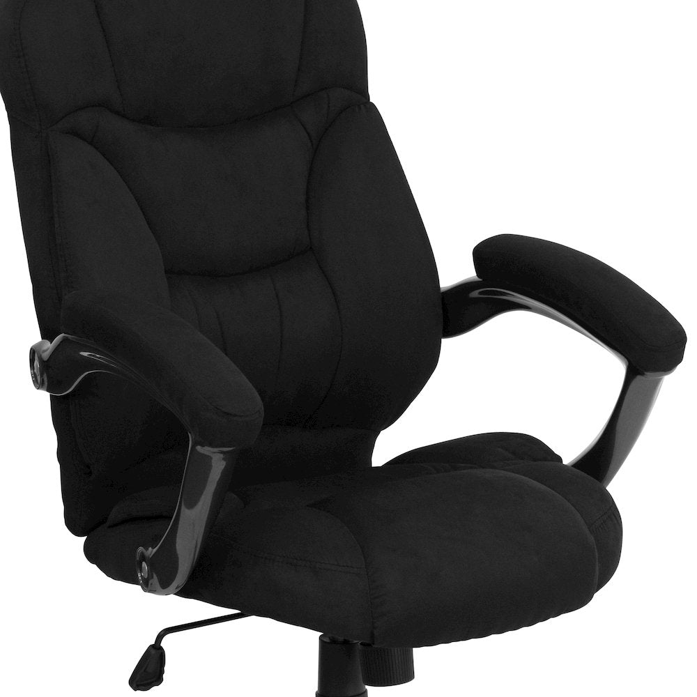 High Back Black Microfiber Contemporary Executive Swivel Office Chair with Arms