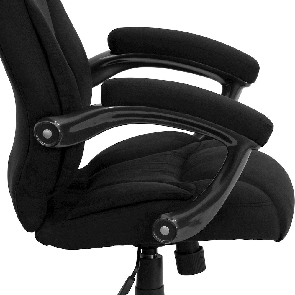 High Back Black Microfiber Contemporary Executive Swivel Office Chair with Arms