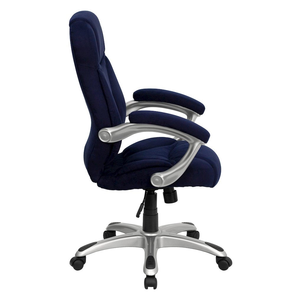 High Back Navy Blue Microfiber Executive Swivel Office Chair with Arms
