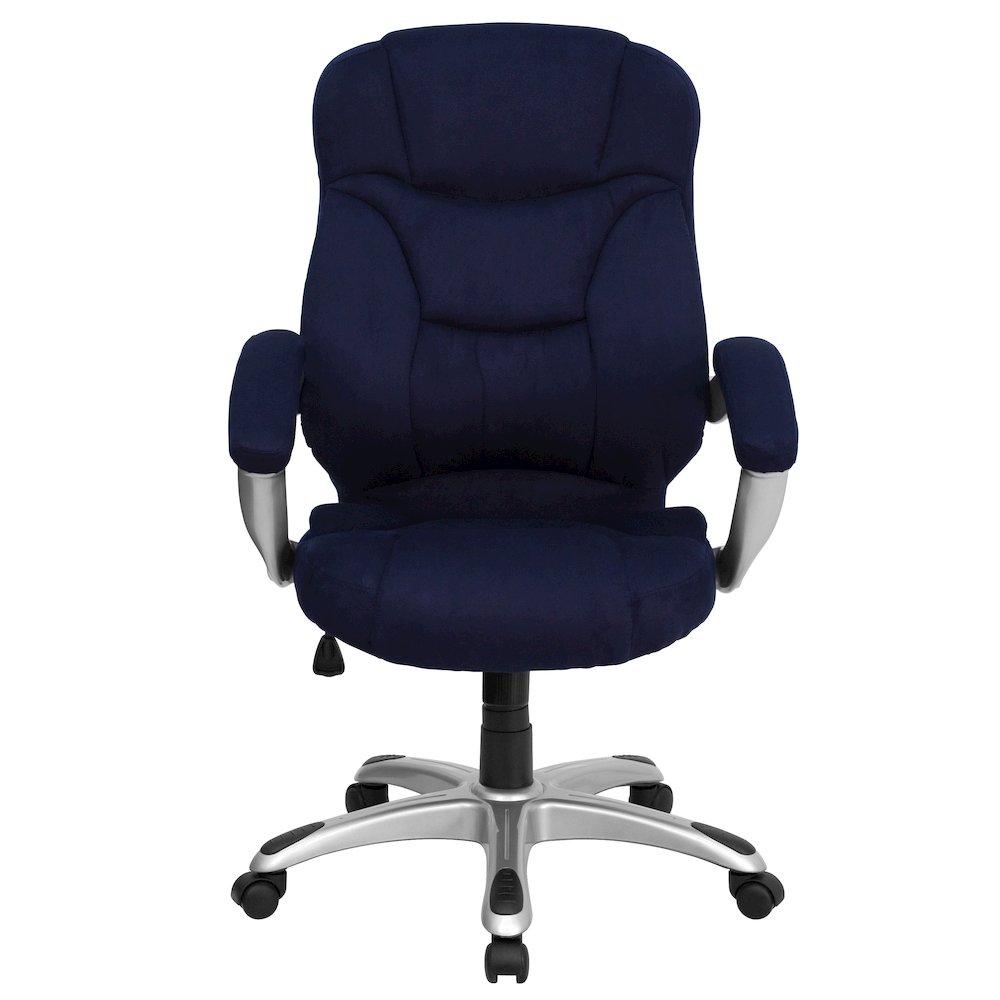 High Back Navy Blue Microfiber Executive Swivel Office Chair with Arms