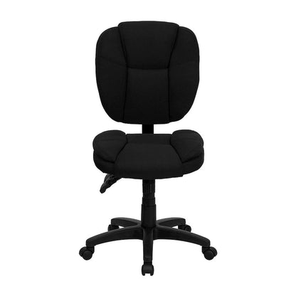 Mid-Back Black Fabric Multifunction Swivel Task Office Chair