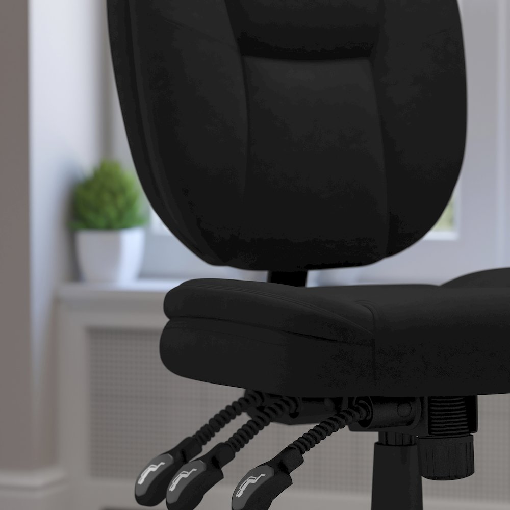 Mid-Back Black Fabric Multifunction Swivel Task Office Chair