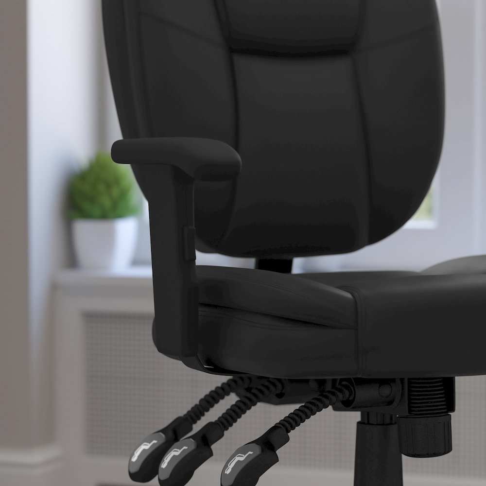 Mid-Back Black Multifunction Swivel Task Office Chair and Arms