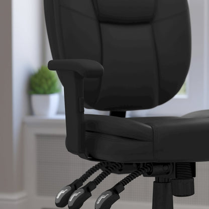 Mid-Back Black Multifunction Swivel Task Office Chair and Arms