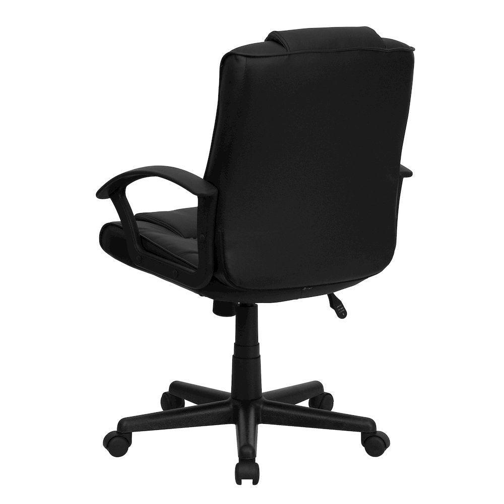 Mid-Back Black LeatherSoft Swivel Task Office Chair with Arms