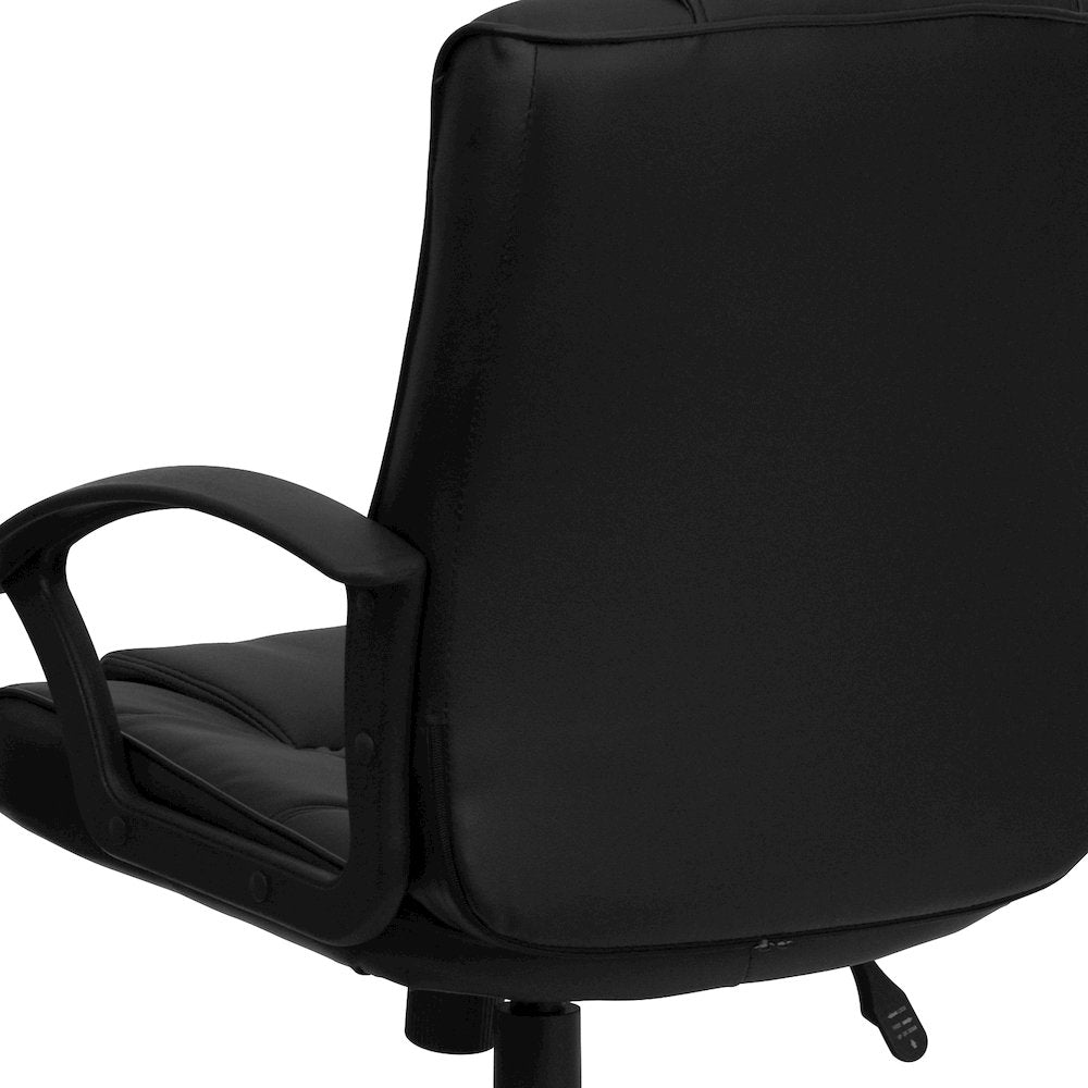 Mid-Back Black LeatherSoft Swivel Task Office Chair with Arms