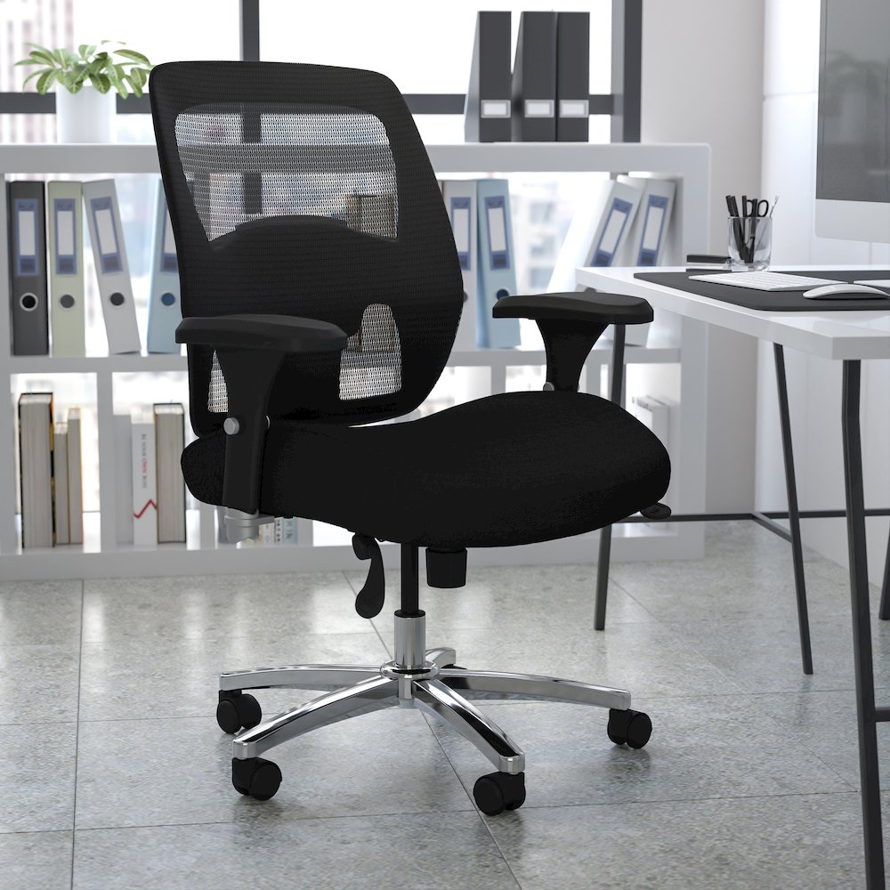 24/7 Intensive Use Big & Tall 500 lb. Rated Black Mesh Executive Ergonomic Office Chair with Ratchet Back