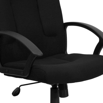 Mid-Back Black Fabric Executive Swivel Office Chair with Nylon Arms