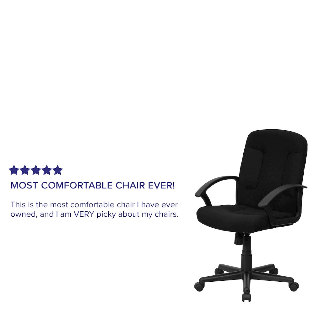 Mid-Back Black Fabric Executive Swivel Office Chair with Nylon Arms