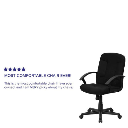 Mid-Back Black Fabric Executive Swivel Office Chair with Nylon Arms