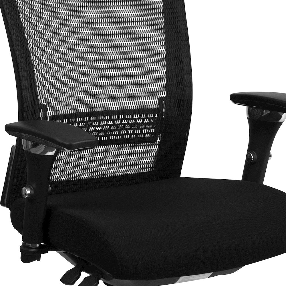24/7 Intensive Use 300 lb. Rated Mid-Back Black Mesh Multifunction Ergonomic Office Chair with Seat Slider and Adjustable Lumbar