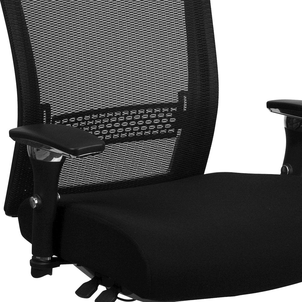 24/7 Intensive Use 300 lb. Rated High Back Black Mesh Multifunction Ergonomic Office Chair with Seat Slider and Adjustable Lumbar