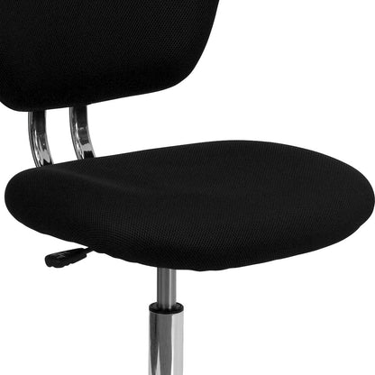 Mid-Back Black Mesh Padded Swivel Task Office Chair with Chrome Base