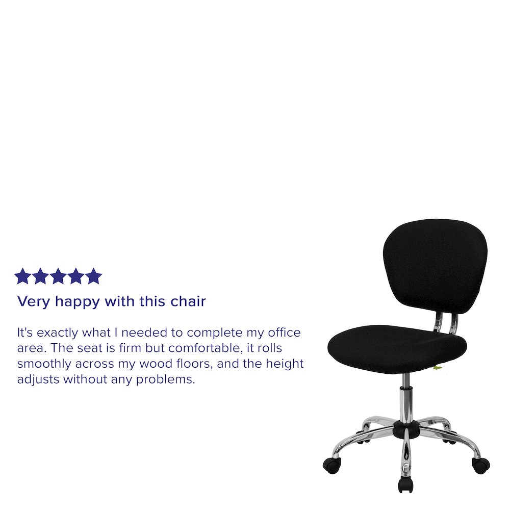 Mid-Back Black Mesh Padded Swivel Task Office Chair with Chrome Base