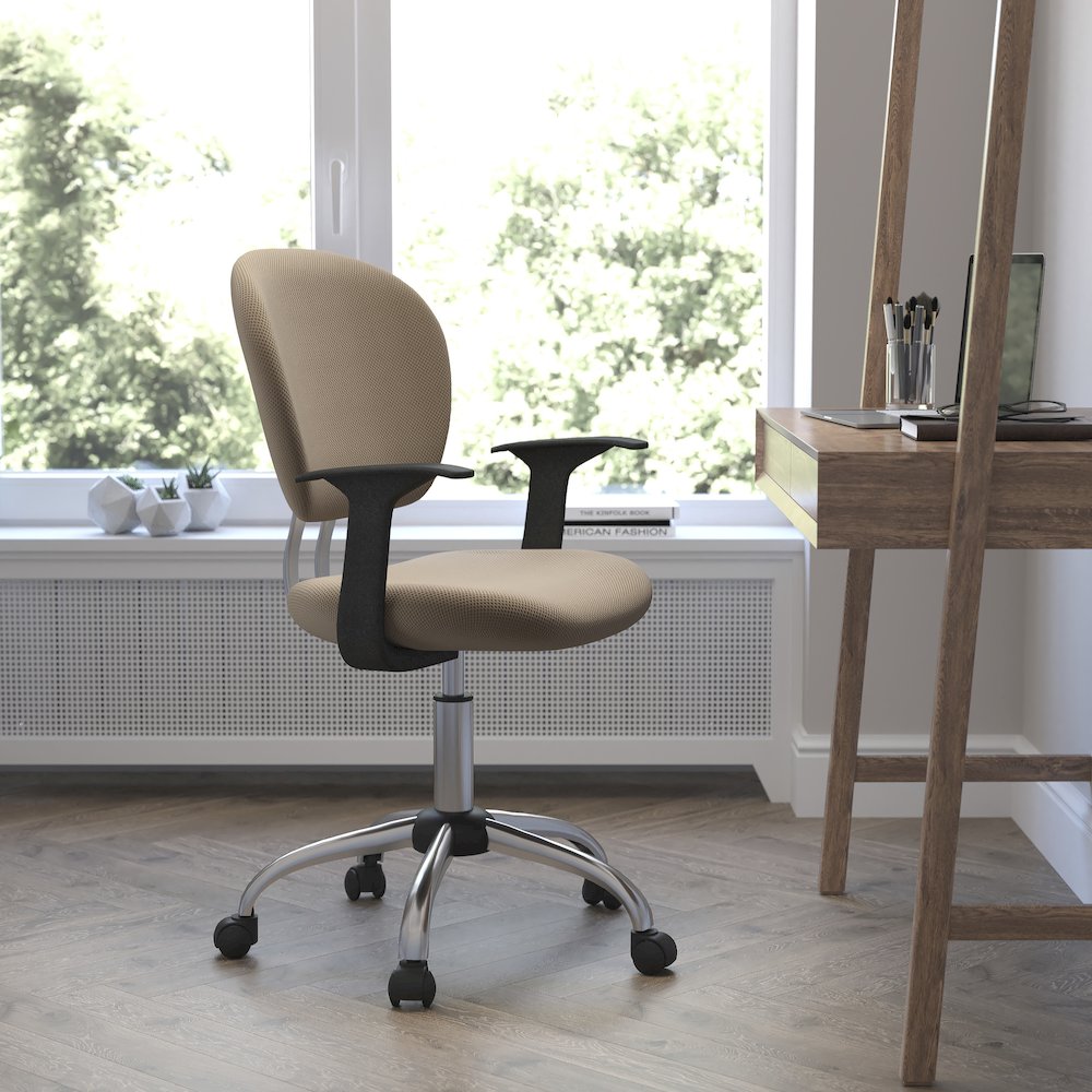 Mid-Back Coffee Brown Mesh Padded Swivel Task Office Chair