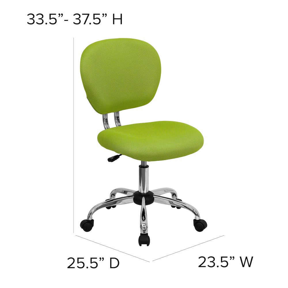 Mid-Back Apple Green Mesh Padded Swivel Task Office Chair with Chrome Base