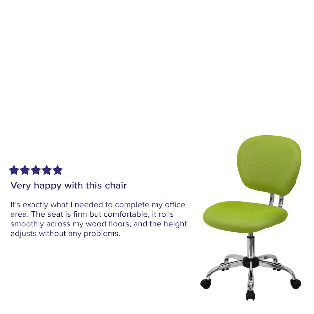 Mid-Back Apple Green Mesh Padded Swivel Task Office Chair with Chrome Base