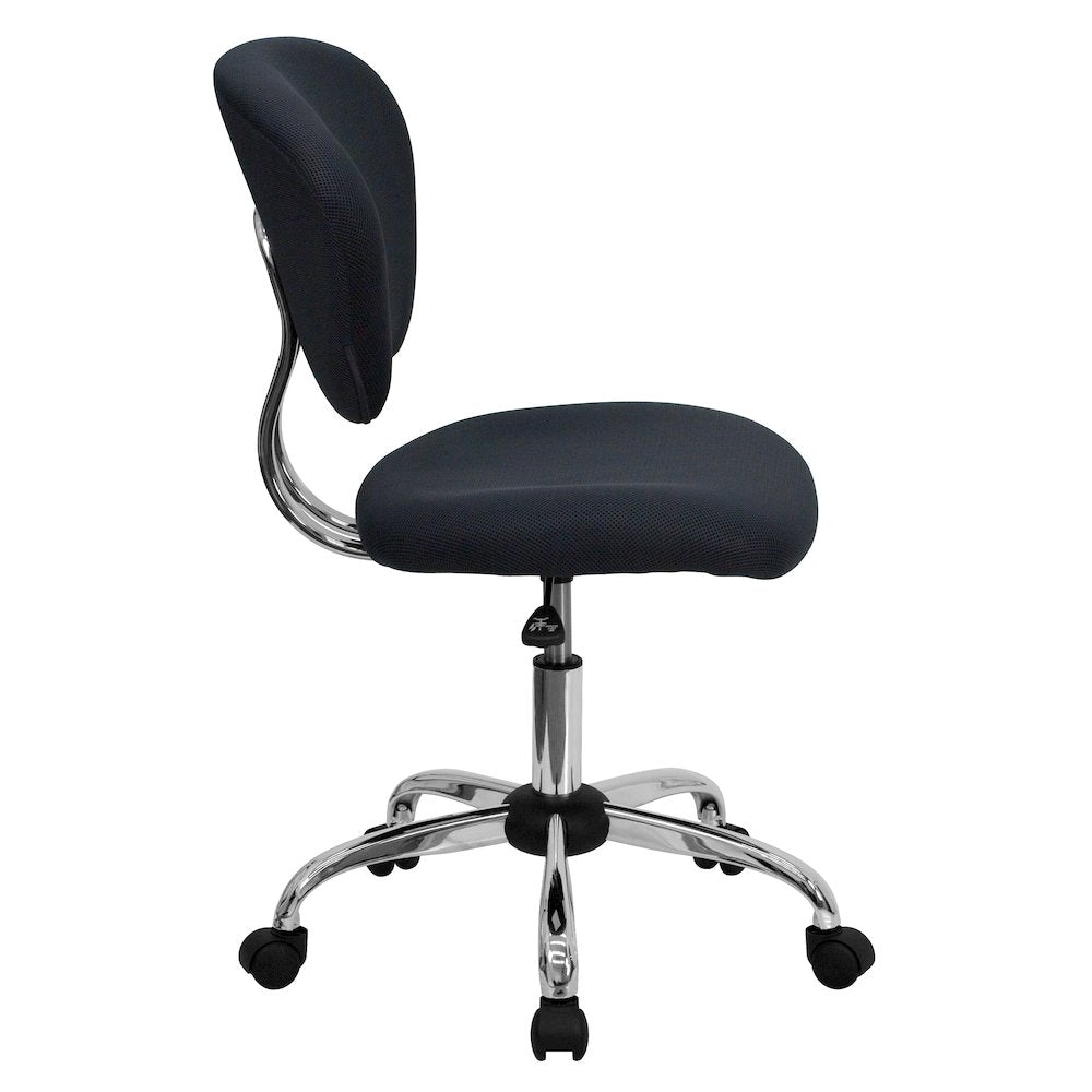 Mid-Back Gray Mesh Padded Swivel Task Office Chair with Chrome Base
