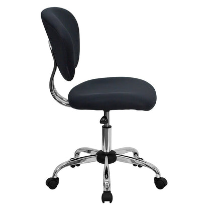 Mid-Back Gray Mesh Padded Swivel Task Office Chair with Chrome Base
