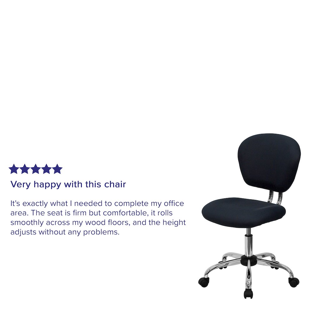 Mid-Back Gray Mesh Padded Swivel Task Office Chair with Chrome Base