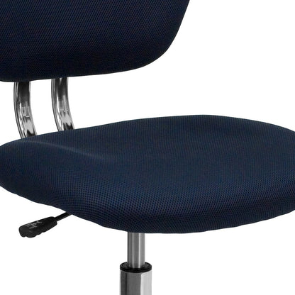 Mid-Back Navy Mesh Padded Swivel Task Office Chair with Chrome Base