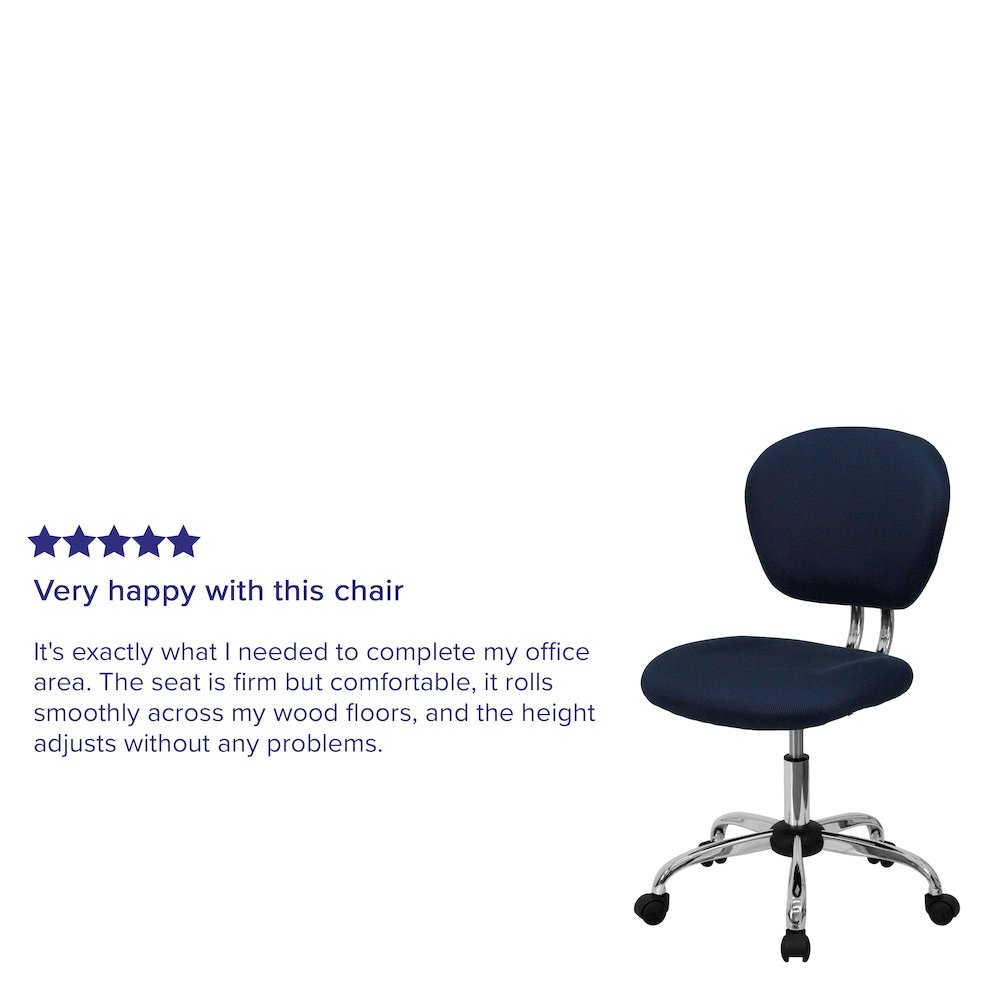 Mid-Back Navy Mesh Padded Swivel Task Office Chair with Chrome Base