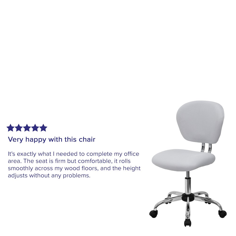 Mid-Back White Mesh Padded Swivel Task Office Chair with Chrome Base
