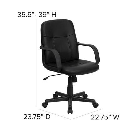 Mid-Back Black Glove Vinyl Executive Swivel Office Chair with Arms