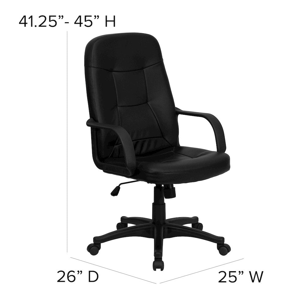 High Back Black Glove Vinyl Executive Swivel Office Chair with Arms