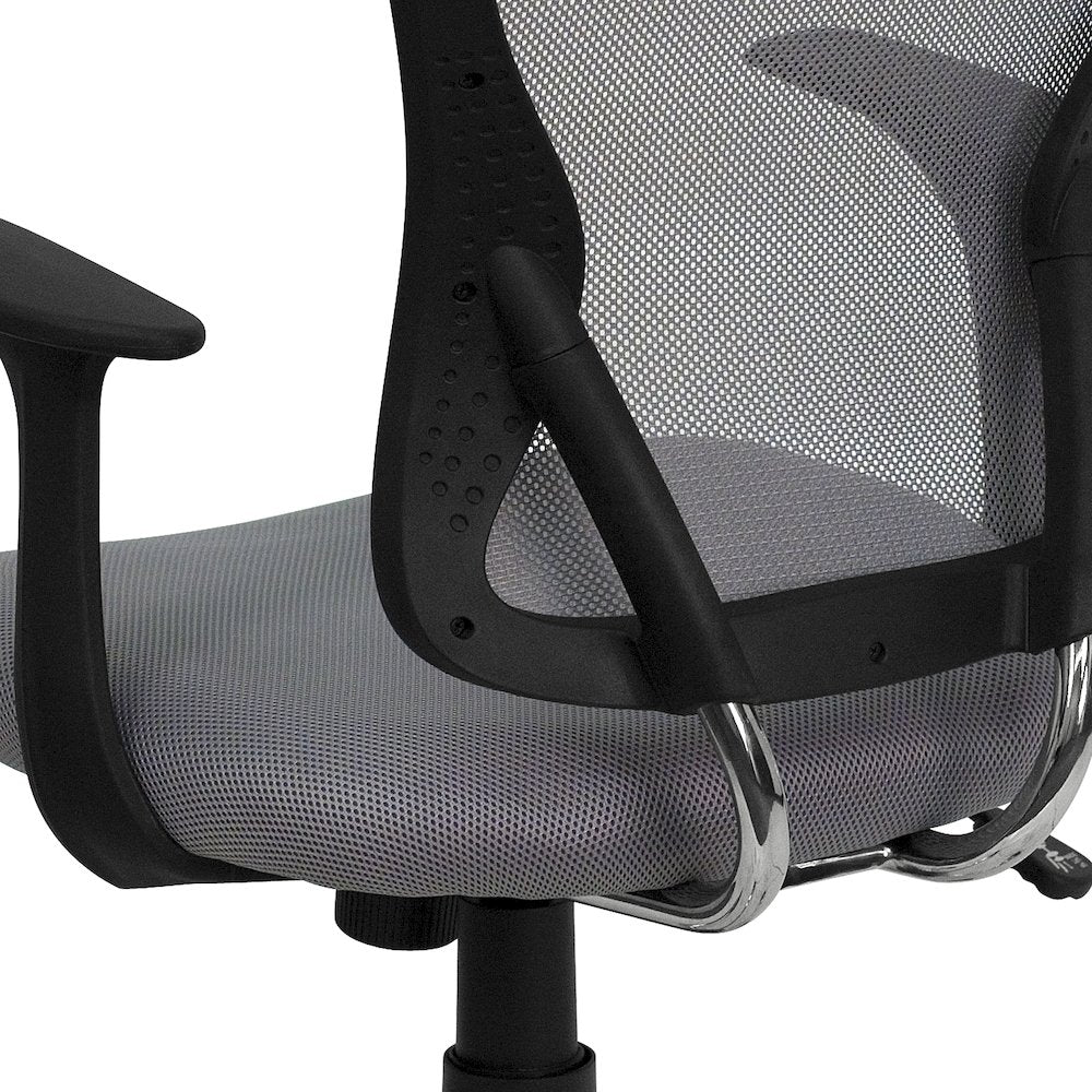 Mid-Back Gray Mesh Swivel Task Office Chair with Chrome Base and Arms