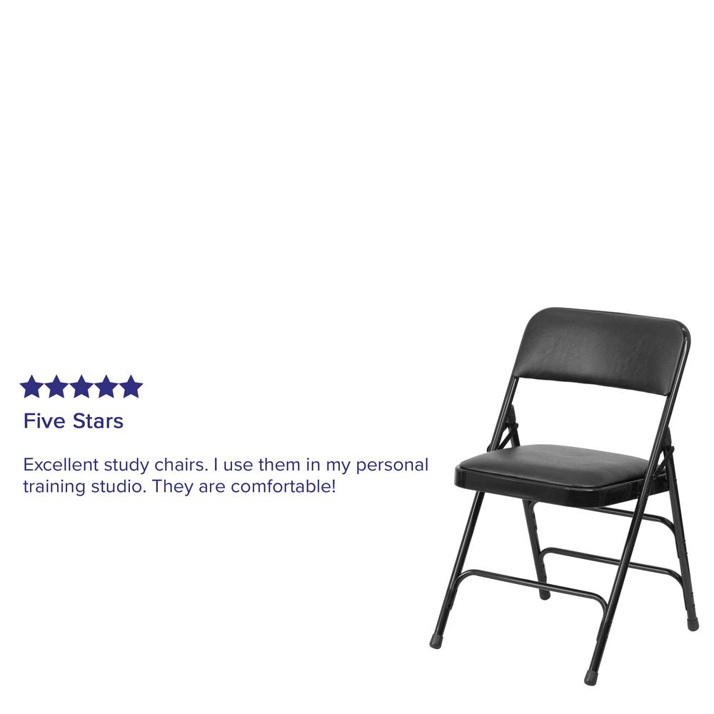 Curved Triple Braced & Double Hinged Black Vinyl Metal Folding Chair