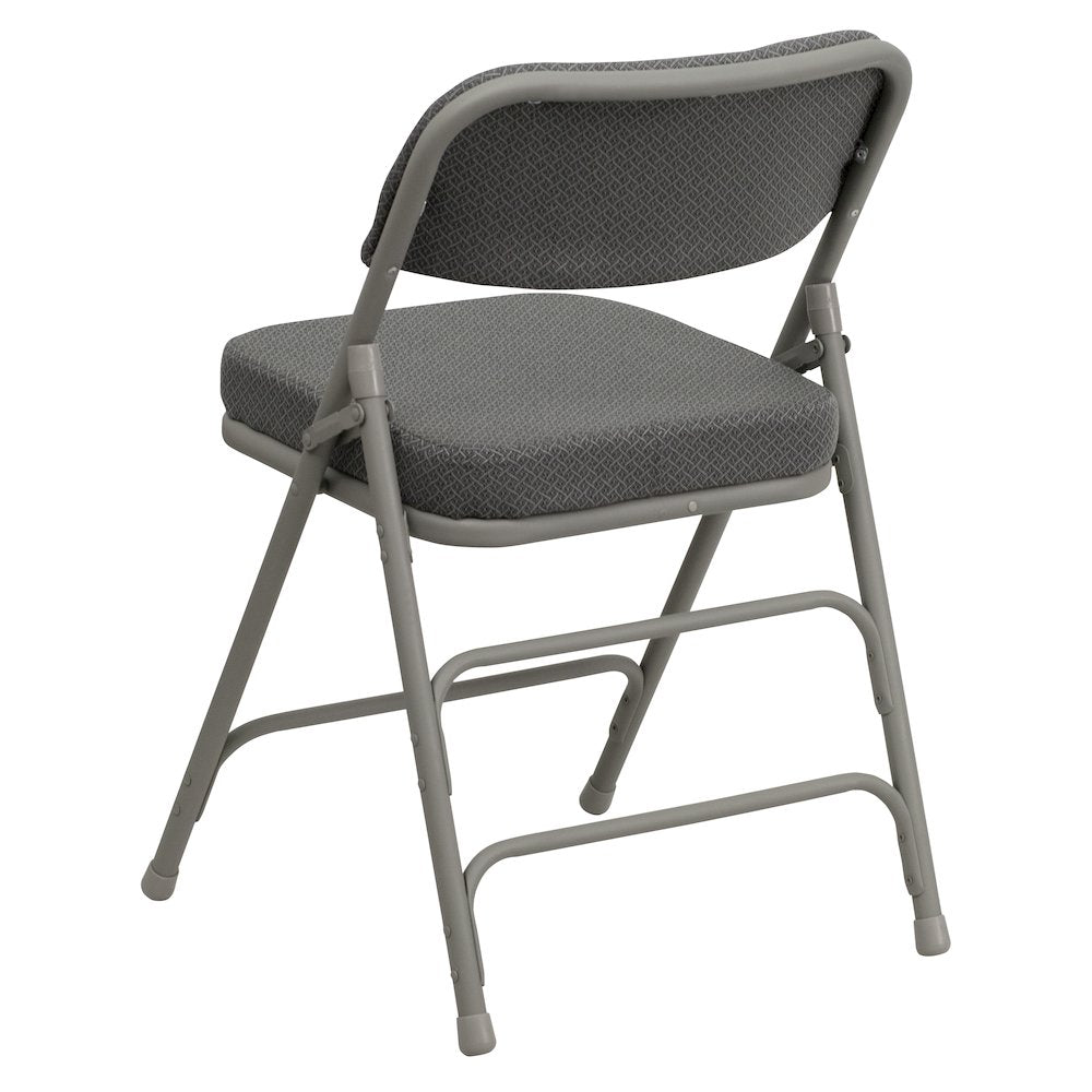 2 Pack Curved Triple Braced & Double Hinged Gray Fabric Metal Folding Chair