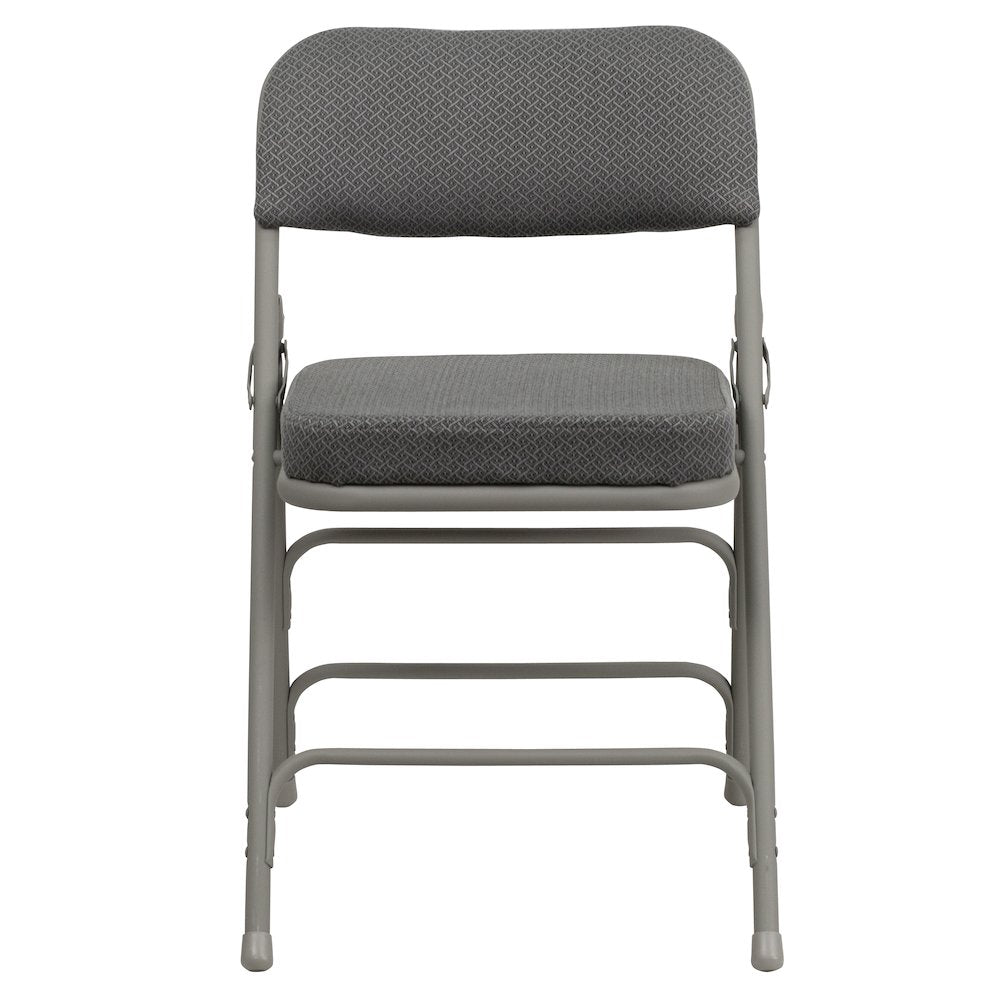 2 Pack Curved Triple Braced & Double Hinged Gray Fabric Metal Folding Chair