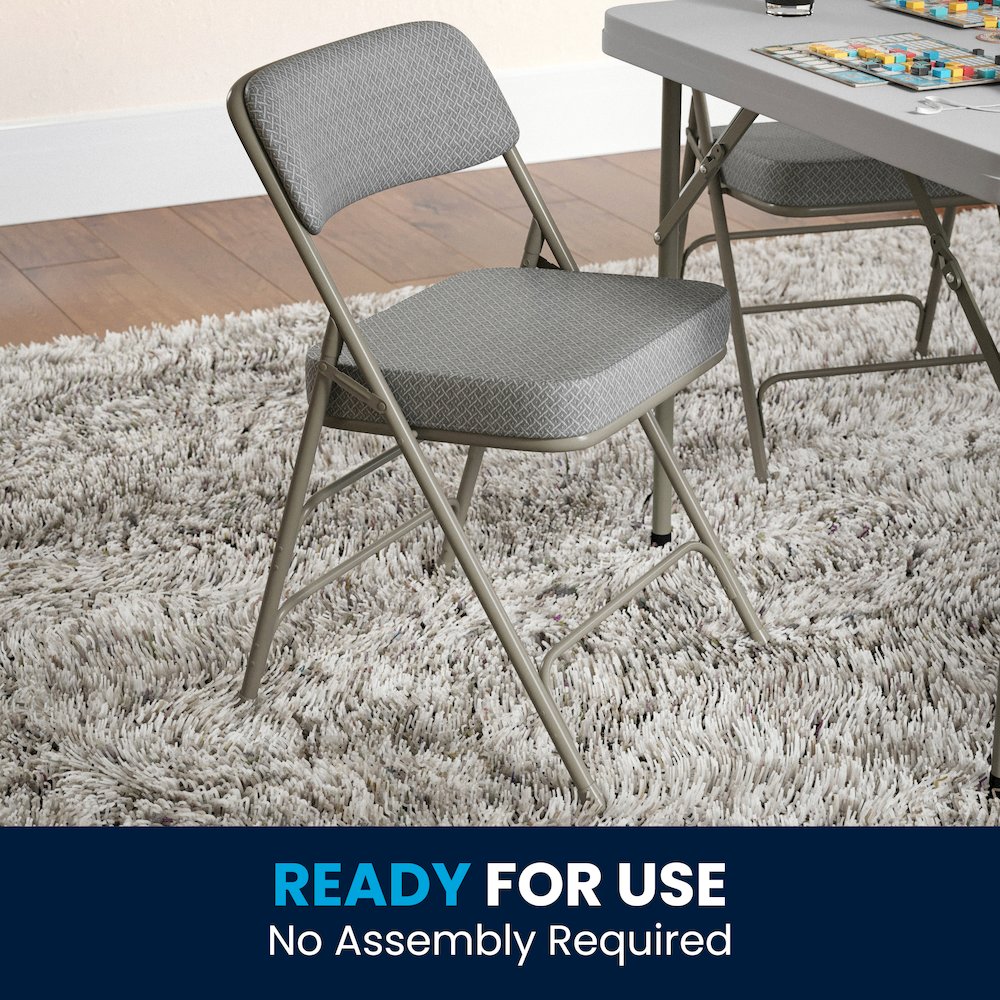 2 Pack Curved Triple Braced & Double Hinged Gray Fabric Metal Folding Chair