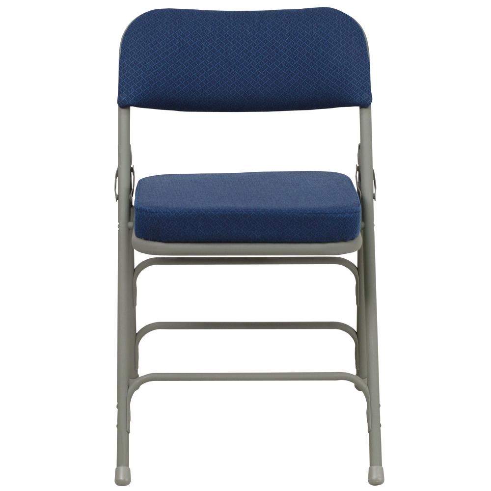 18.5"W Premium Curved Triple Braced & Double Hinged Navy Fabric Metal Folding Chair