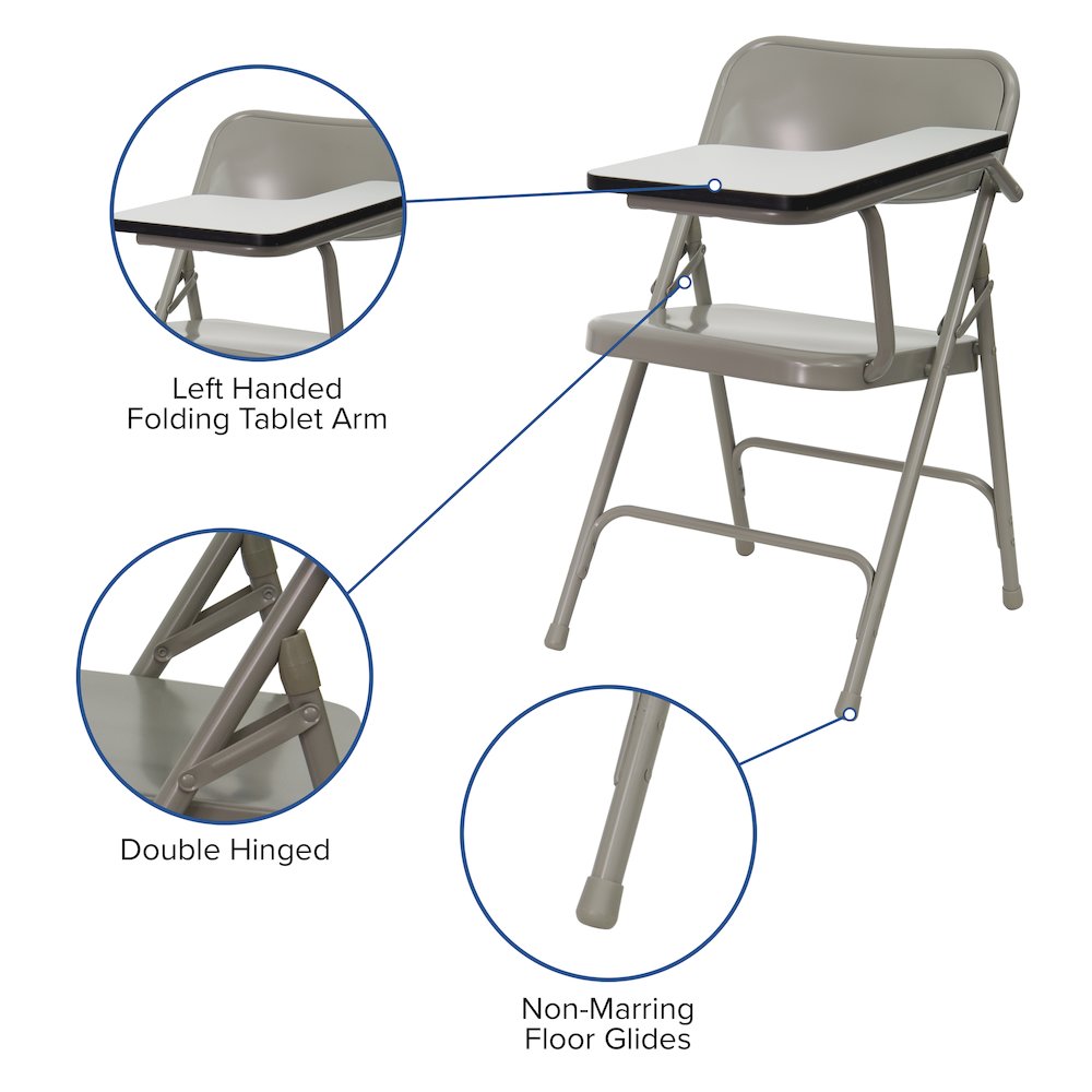 Premium Steel Folding Chair with Left Handed Tablet Arm