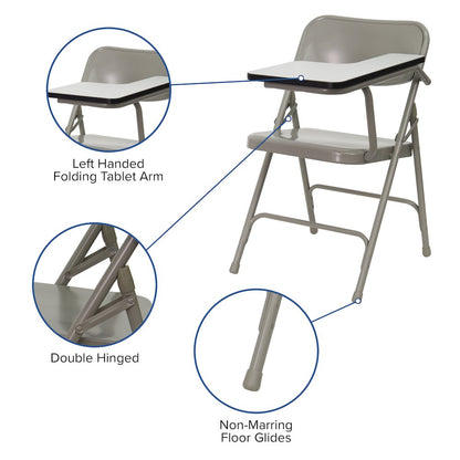 Premium Steel Folding Chair with Left Handed Tablet Arm