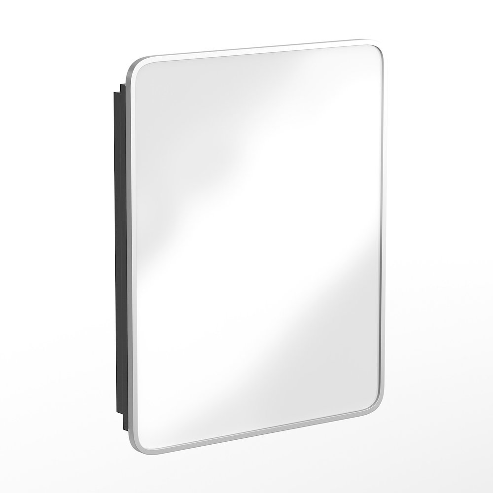 24" x 30"Bathroom Medicine Cabinet with Rounded Beveled Mirror, Silver