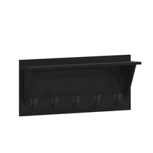Wall Mounted 24 in Solid Pine Wood Storage Rack with Upper Shelf, Black