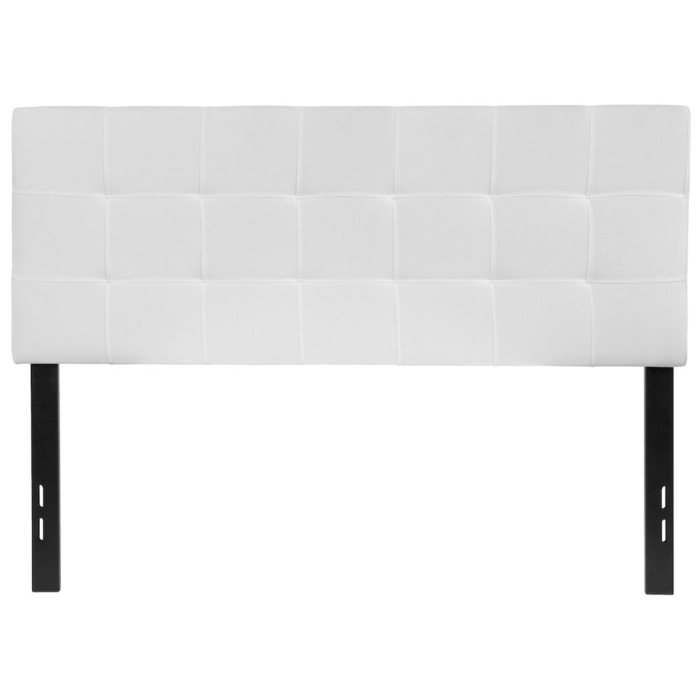 Tufted Upholstered Full Size Headboard in White Fabric