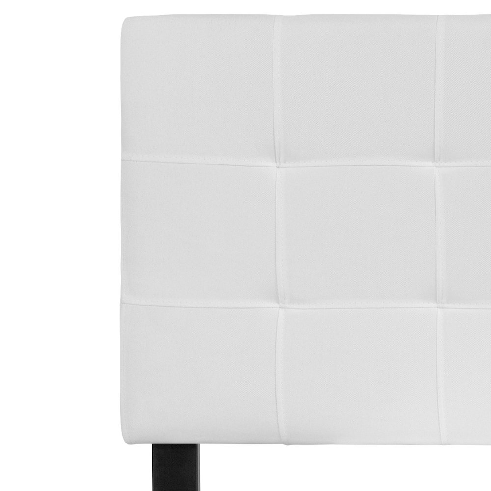 Tufted Upholstered Full Size Headboard in White Fabric