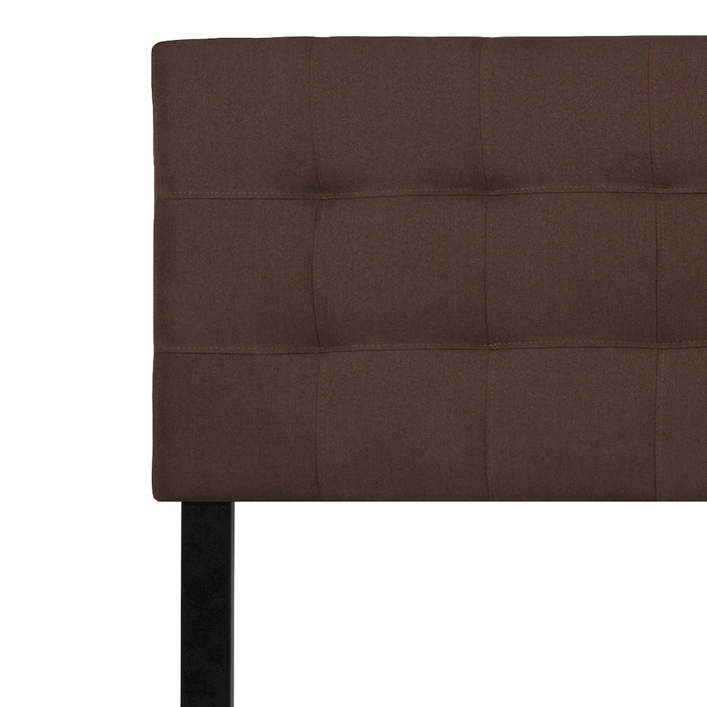 Tufted Upholstered King Size Headboard in Dark Brown Fabric