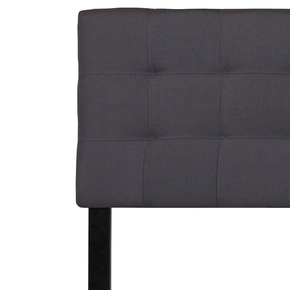 Tufted Upholstered King Size Headboard in Dark Gray Fabric