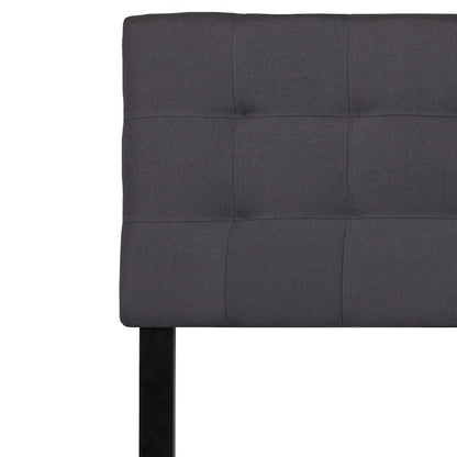 Tufted Upholstered King Size Headboard in Dark Gray Fabric