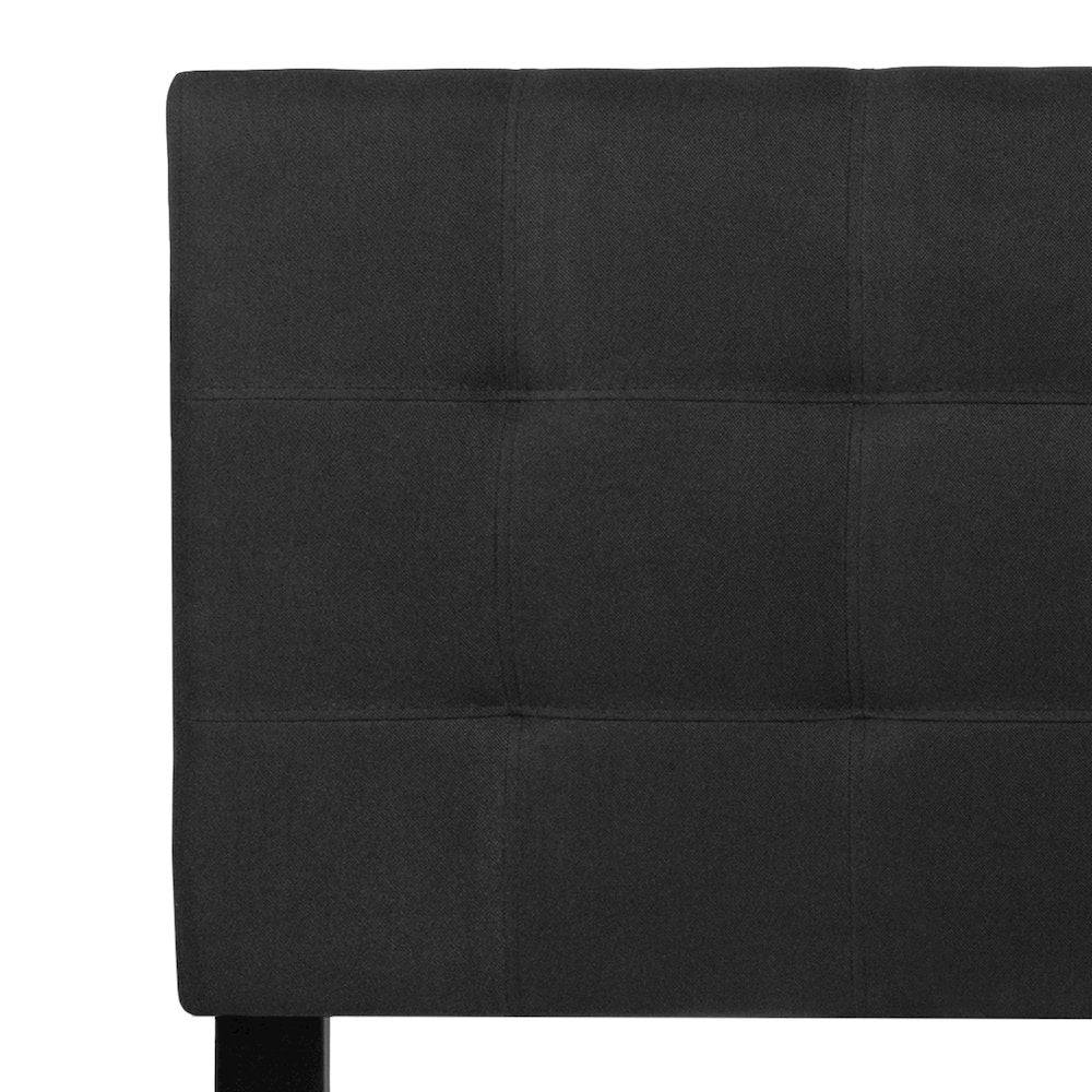 Tufted Upholstered Queen Size Headboard in Black Fabric