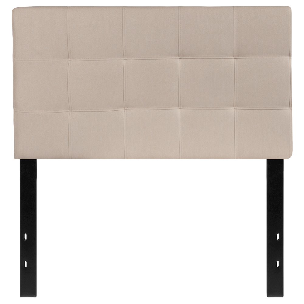 Tufted Upholstered Twin Size Headboard in Beige Fabric