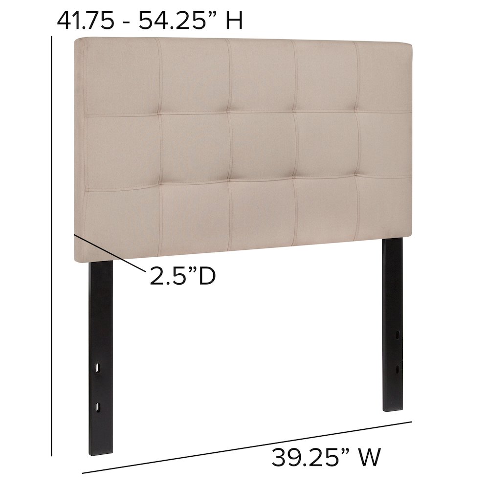 Tufted Upholstered Twin Size Headboard in Beige Fabric
