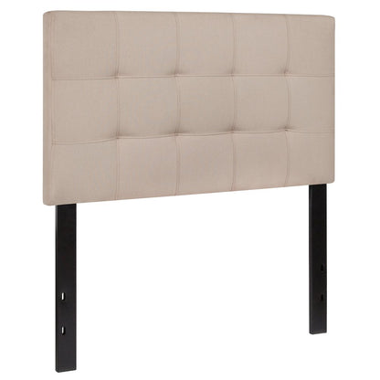 Tufted Upholstered Twin Size Headboard in Beige Fabric
