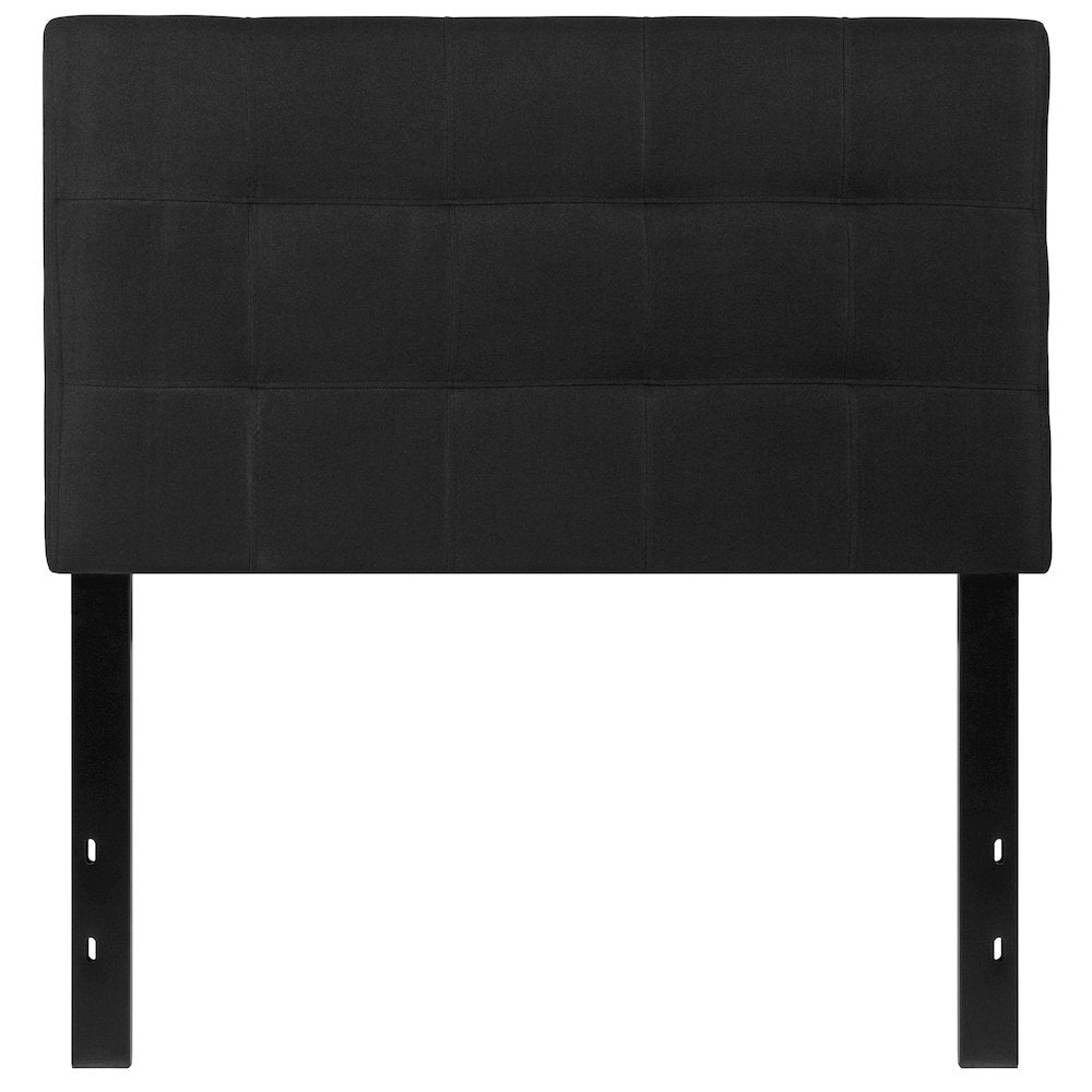 Tufted Upholstered Twin Size Headboard in Black Fabric