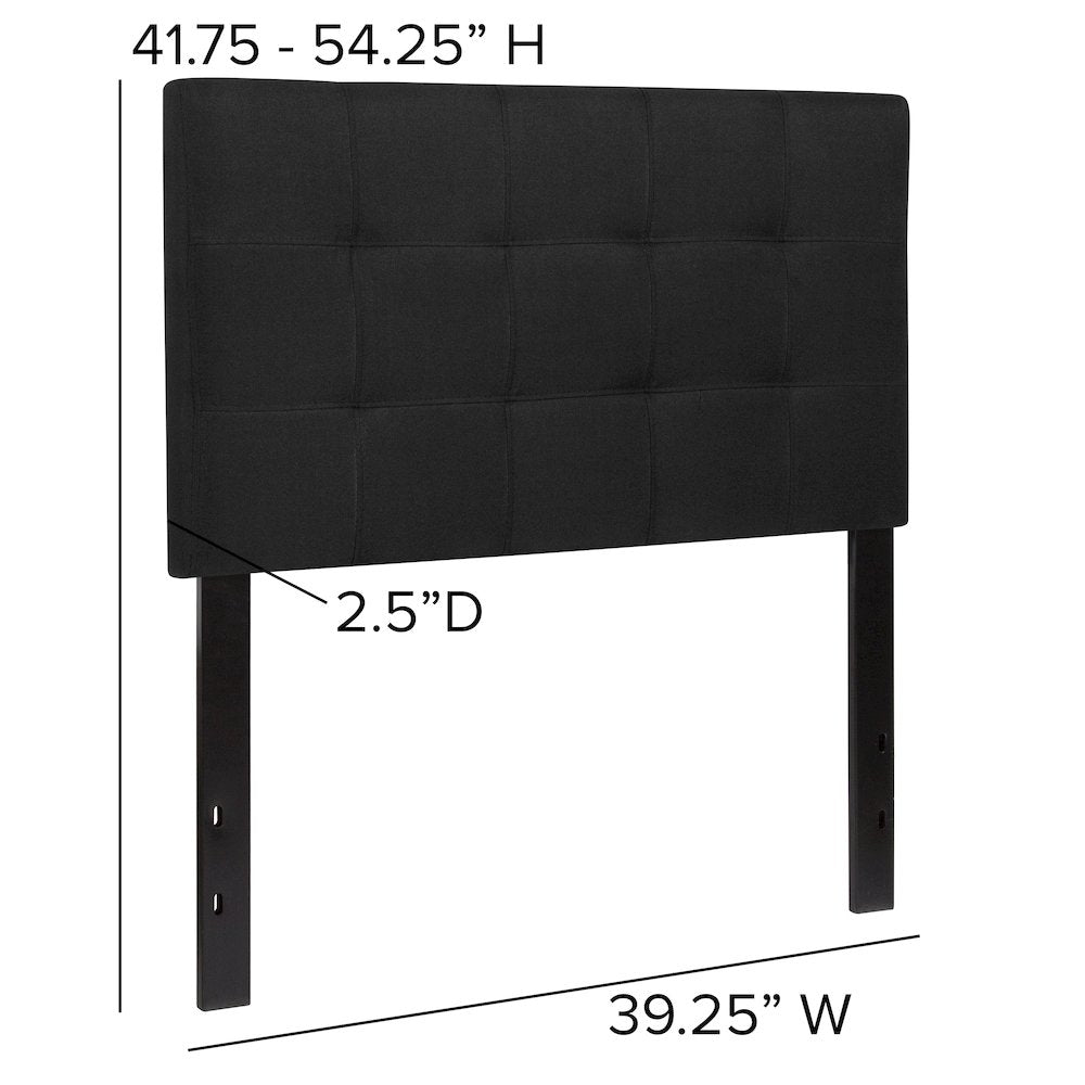 Tufted Upholstered Twin Size Headboard in Black Fabric